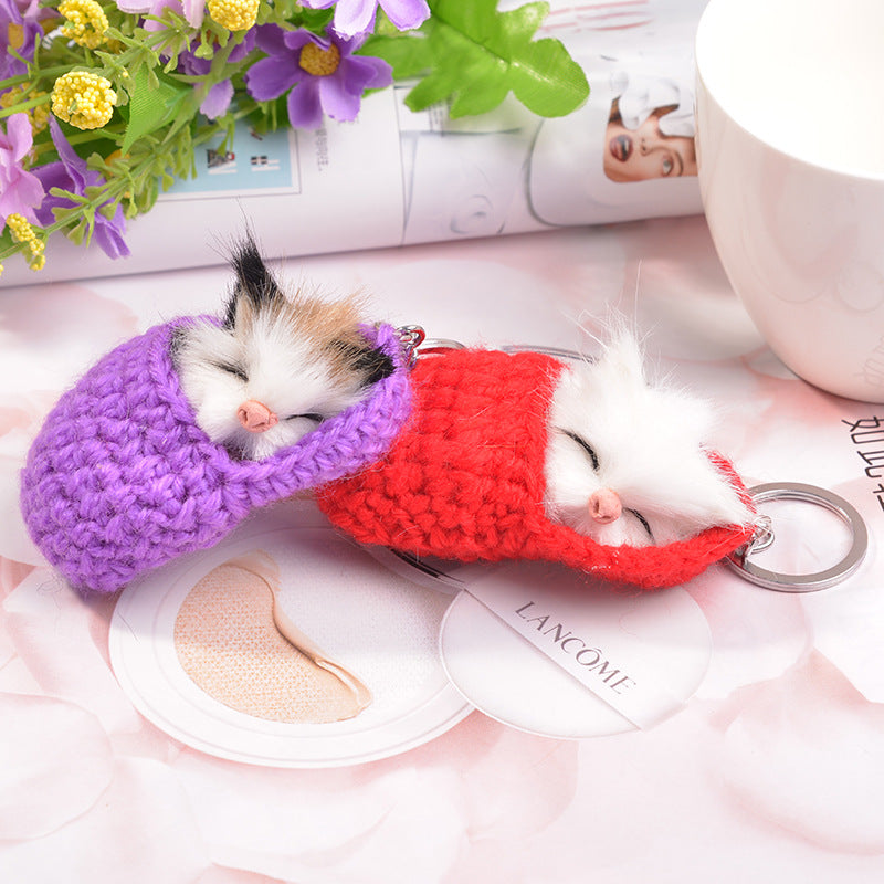Wholesale Sleep Mouse Hair Ball Pendant Plush Keychains